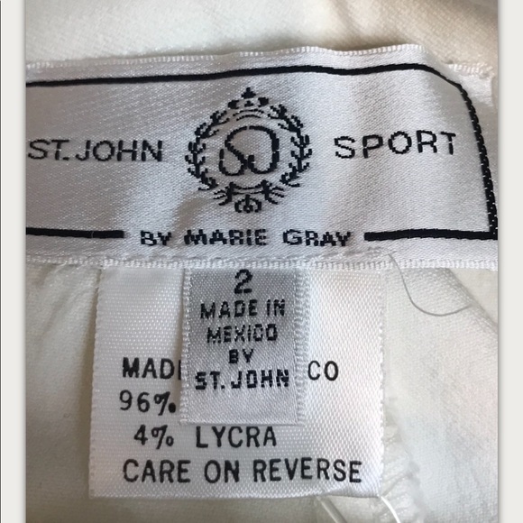 ST JOHN Pant Gaucho Wide Leg Knit Stretchy Cropped White Casual Sz 2 - Picture 6 of 7